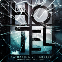 Buchcover des Mysterythrillers "Das Hotel", ein spannender Urlaubsthriller mit mysteriösem Twist. Zerbrochenes Fenster, hinter dem das Meer zu sehen ist. Dazwischen schwarze Titelschrift.