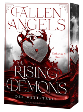 Cover der Klappenbroschur mit Farbschnitt von "Fallen Angels, Rising Demons - der Wettstreit".
