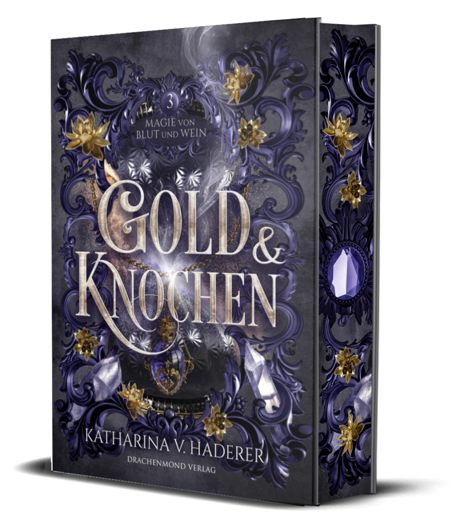 Cover der Schmuckausgabe von GOLD & KNOCHEN, dem dritten Band der High-Fantasy-Reihe "Magie von Blut und Wein".