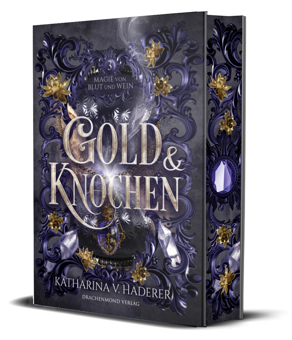 Cover der Schmuckausgabe von GOLD & KNOCHEN, dem dritten Band der High-Fantasy-Reihe "Magie von Blut und Wein".